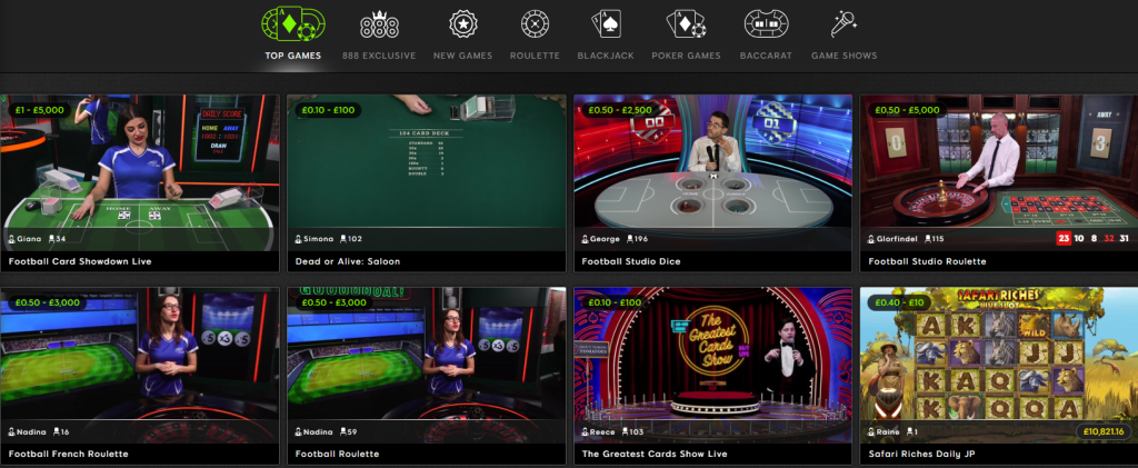 Live Casino at 888